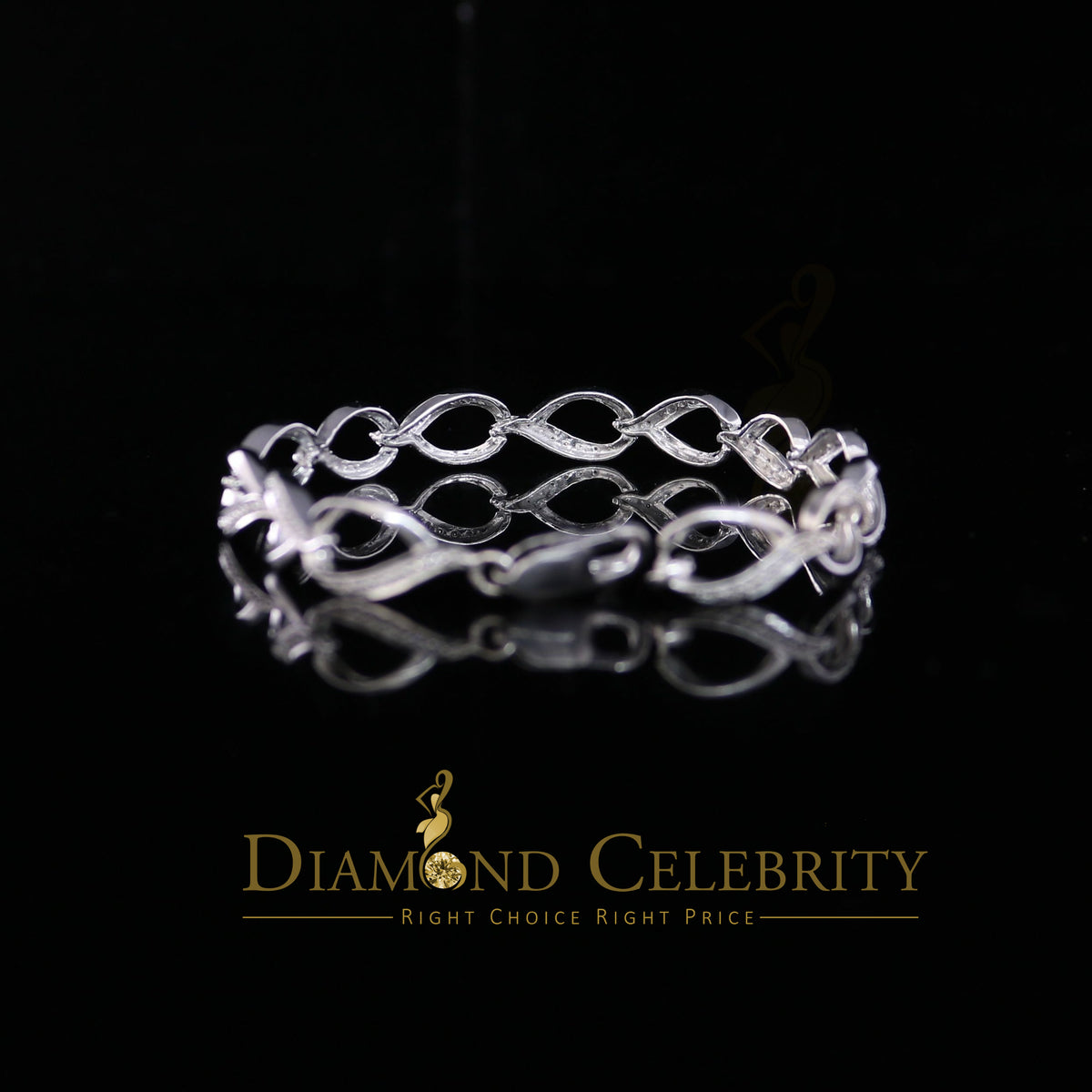 Diamondcelebritees 0.20CT Real Diamond 925 Sterling Silver White Fancy Bracelet Size 7 Inches