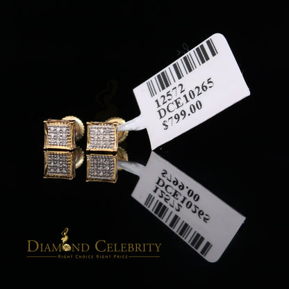 DiamondCelebritees 10K Real Yellow Gold with 0.05CT Real Micro Diamond Men's/Women's Stud Earring