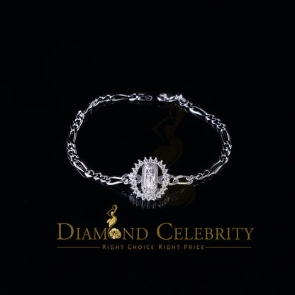 Diamondcelebritees Virgin Merry CZ 925 Sterling Silver White Oval Shape Women's Religious Bracelet