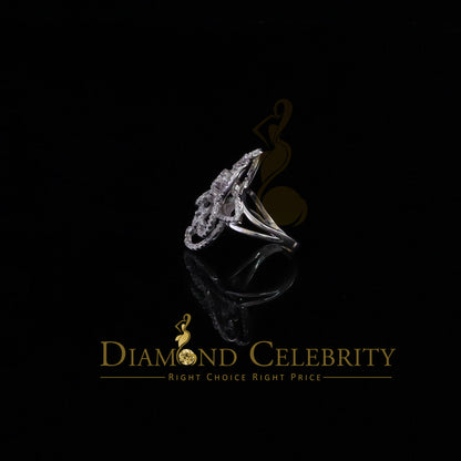 DiamondCelebritees 2.50 ct Cubic Zirconia 925 White Silver Cocktail Flower Womens Ring Size 8.5