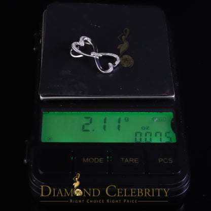 DiamondCelebritees 925 Sterling White Silver Pendant with Dual Heart Shape 0.00ct Cubic Zirconia