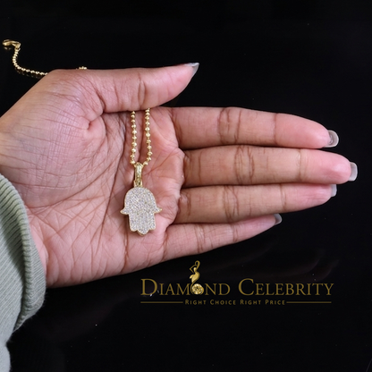 DiamondCelebritees  Real 0.33ct Diamond 925 Sterling Silver HAMSA Charm Necklace Pendant in Yellow