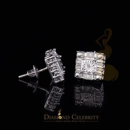 DiamondCelebritees Micro Pave White 925 Silver 0.20ct Real Diamond Men & Women Square Earrings