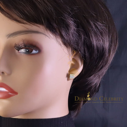 DiamondCelebritees 925 Sterling Yellow Silver 0.15ct Diamond Womens and Men's Square Stud Earrings