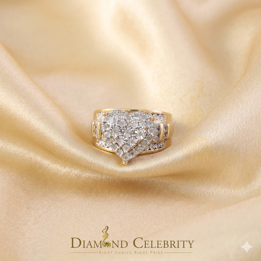 DiamondCelebritees Real Diamond 0.33ct Cindarella 925 Yellow Silver Women Engagement Heart Ring SZ7