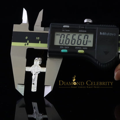 DiamondCelebritees 925 Sterling Silver Men's/Women's Jesus Cross Pendant White Religious