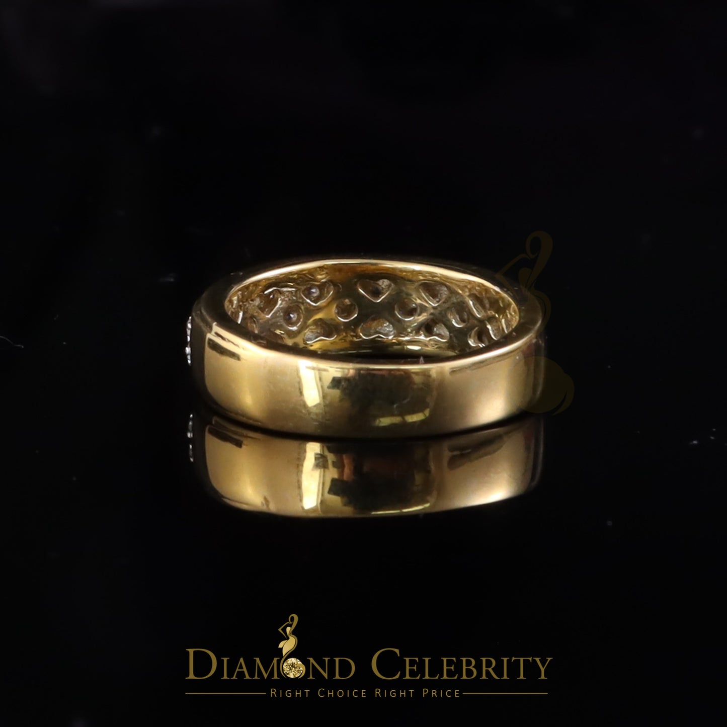 DiamondCelebritees Men's 1.25ct Cubic Zirconia Yellow Silver Round Adjustable Ring From SZ 9 to 11