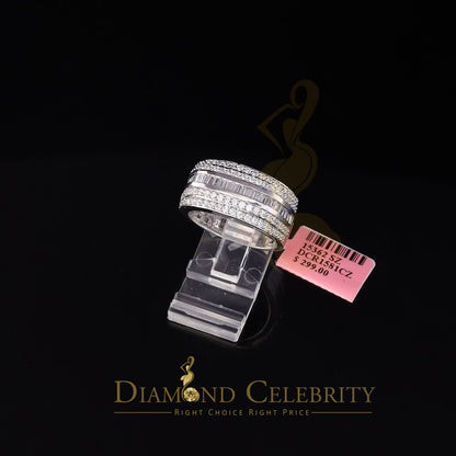 DiamondCelebritees Sterling White Silver 4.50ct Cubic Zirconia Band Fashion Men's Ring Size 9.5
