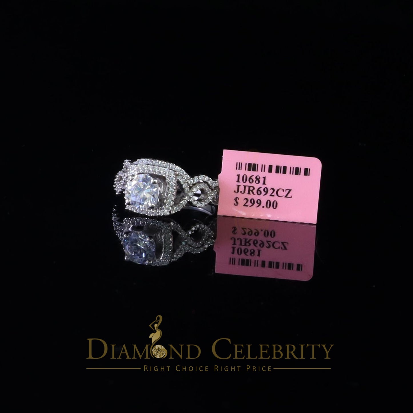 DiamondCelebritees Sterling Silver Square Cubic Zirconia 1.80ct Bridal White Womens Ring Size 7