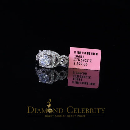 DiamondCelebritees Sterling Silver Square Cubic Zirconia 1.80ct Bridal White Womens Ring Size 7