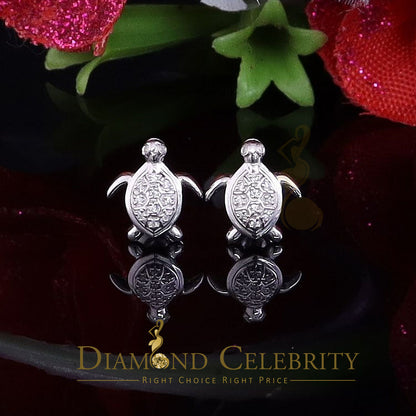 DiamondCelebritees  Women's 0.14ct Cubic Zirconia Turtle Stud Earrings White 925 Sterling Silver