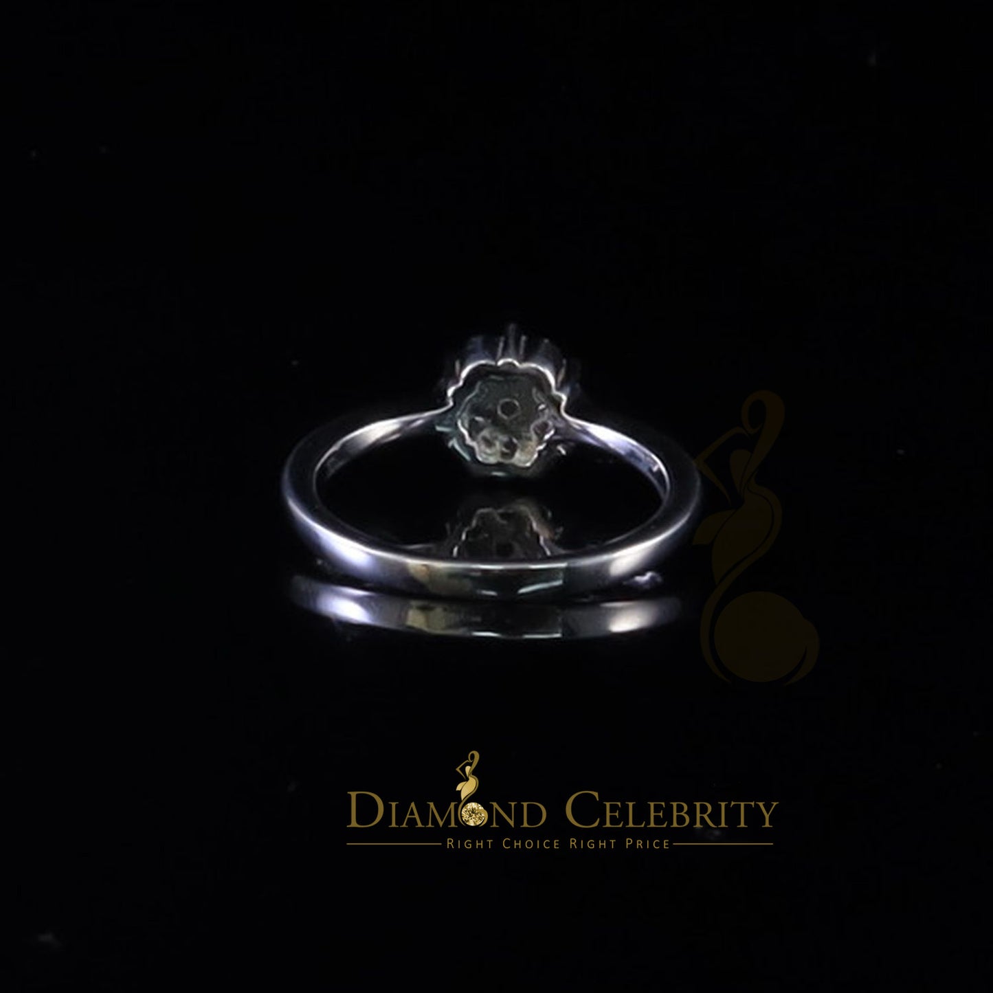 DiamondCelebritees 925 White Silver 0.50ct Cubic Zirconia Flower Engagement Womens Ring Size 6