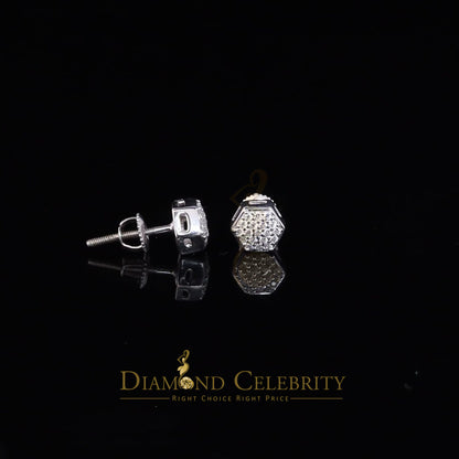DiamondCelebritees  White 925 Silver 0.38ct Cubic Zirconia Women's & Men's Hip Hop Hexagon Earrings