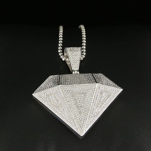 DiamondCelebritees  0.33ct Genuine Diamond Stones Diamond Shape 925 Sterling White Silver Pendant