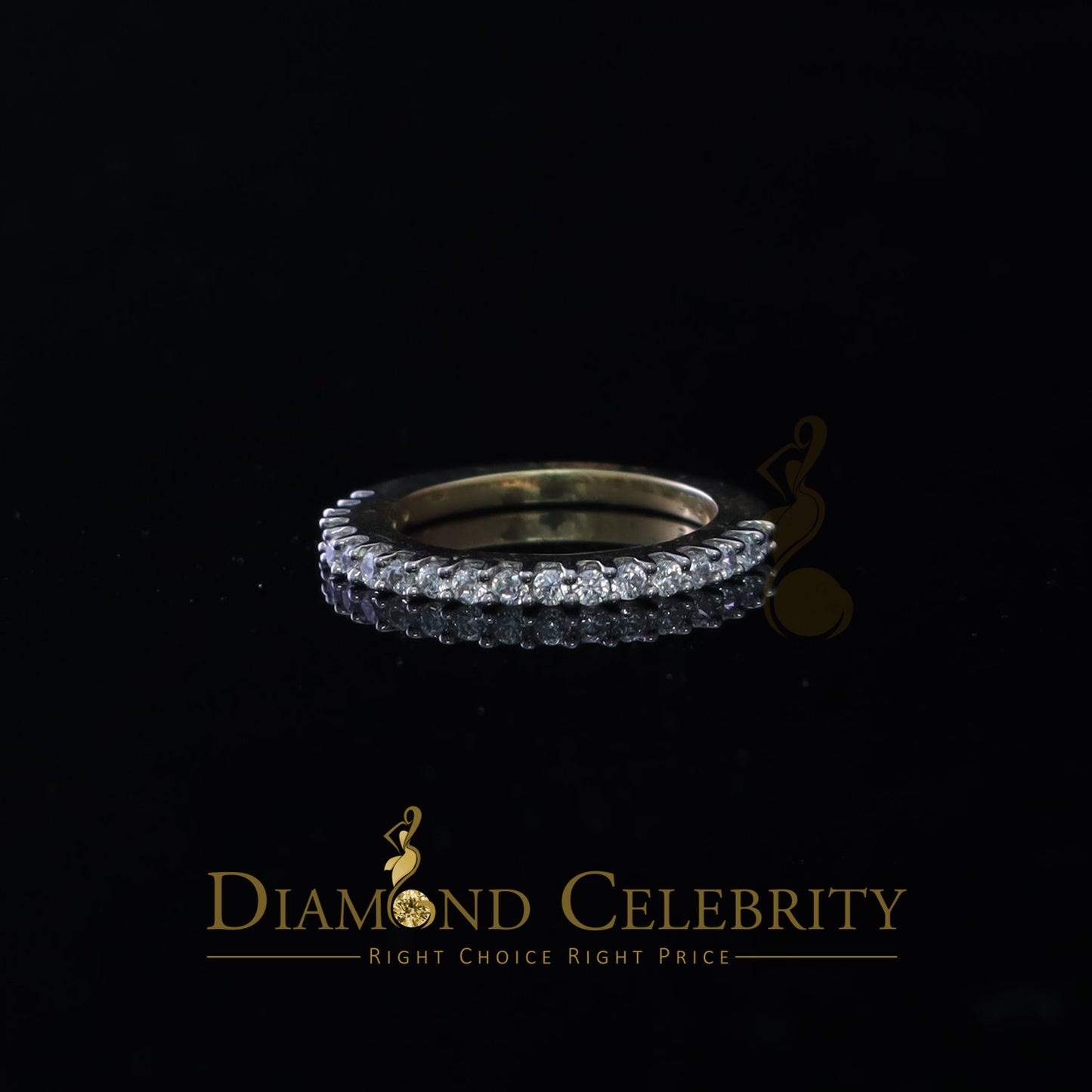 DiamondCelebritees 1.40ct 925 Sterling Yellow Silver Round Cubic Zirconia Women's/Men's Ring Size 7