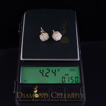 DiamondCelebritees  Round Style Earring 2.00ct Cubic Zirconia 925 Sterling Silver Yellow for He/She