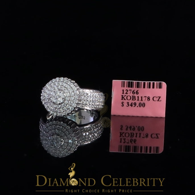DiamondCelebritees Sterling White Silver Round-Shaped 4.75ct Cubic Zirconia Mens/Womens Ring Size 8
