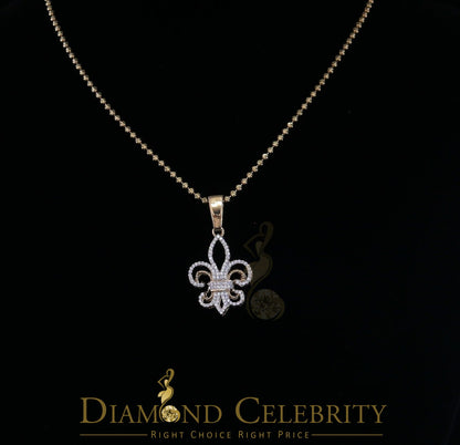 DiamondCelebritees Yellow 925 Sterling Silver Fleur de Lis Pendant with 0.93ct Cubic Zirconia Stone