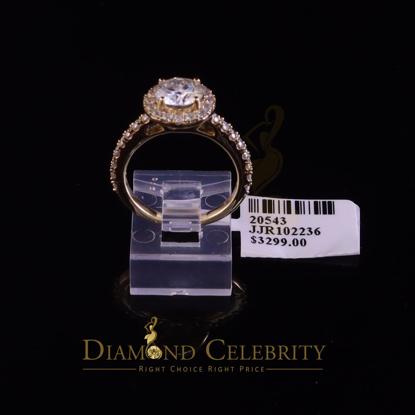 King Of Blings  10K Yellow Gold 3.00CT VVS' 'FL' D clr Round Moissonite Womens Ring S/7