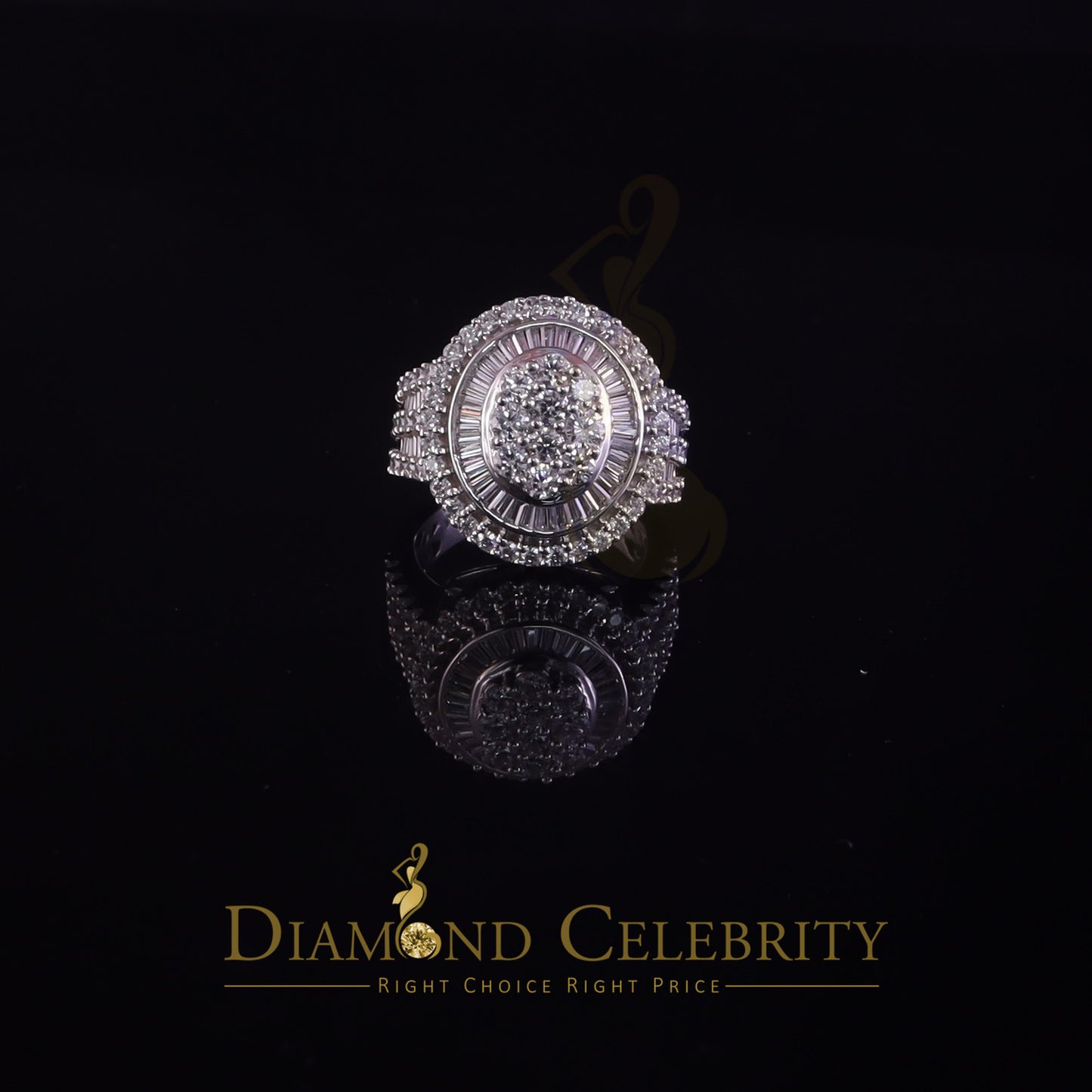 DiamondCelebritees White 925 Silver Rhodium Plated 6.48ct Cubic Zirconia Cocktail Womens Ring SZ 9
