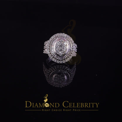 DiamondCelebritees White 925 Silver Rhodium Plated 6.48ct Cubic Zirconia Cocktail Womens Ring SZ 9