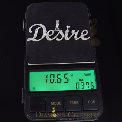 DiamondCelebritees White Desire Letter 925 Sterling Silver Pendant 2.49ct Cubic Zirconia stone