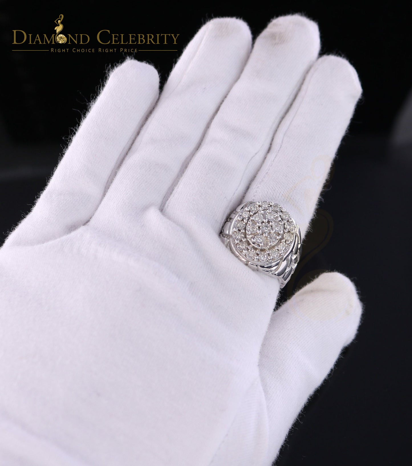 DiamondCelebritees 0.30CT Real Diamond Men's 925 Sterling Silver White Ring Size 8 Antique Design