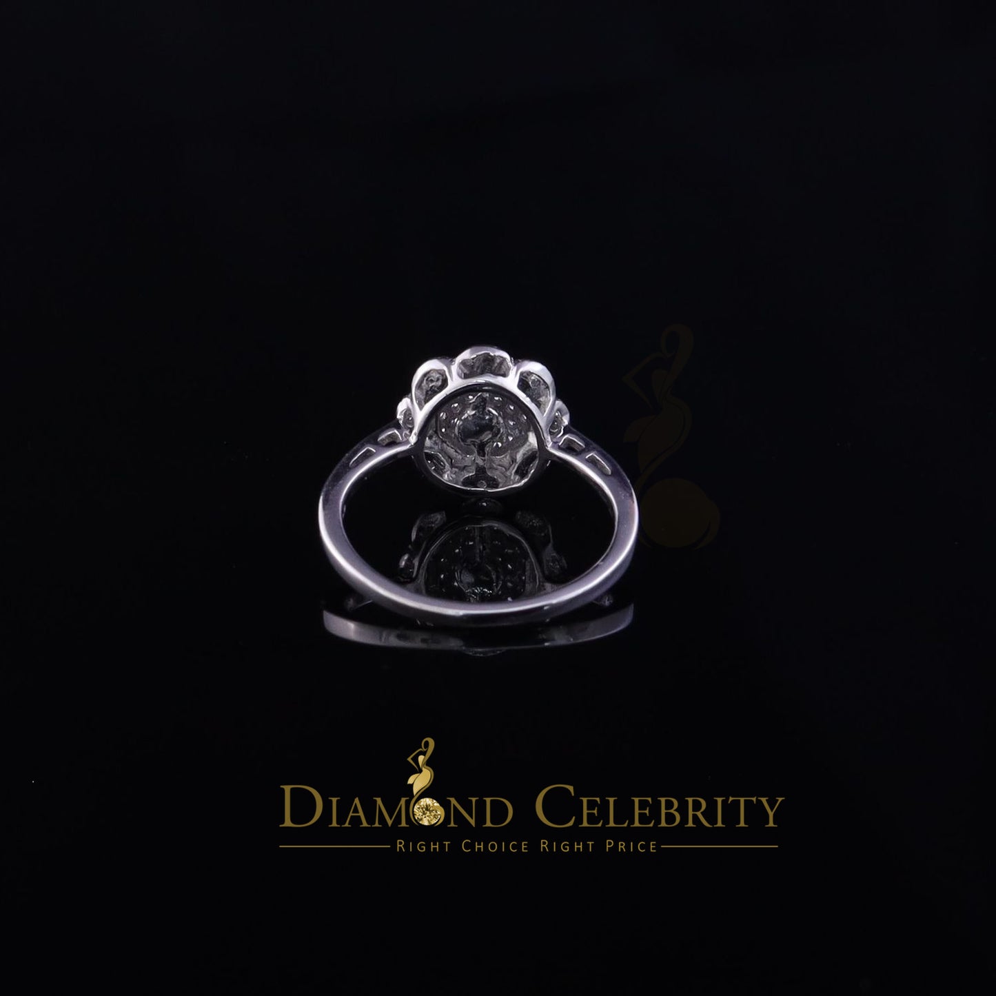 DiamondCelebritees 0.49ct Cubic Zirconia Sterling White Silver Flower Engagement Womens Ring Size 7