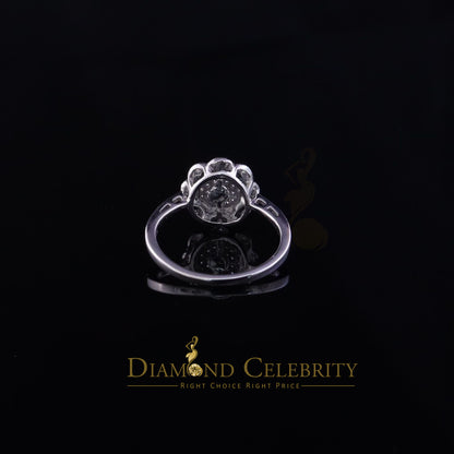 DiamondCelebritees 0.49ct Cubic Zirconia Sterling White Silver Flower Engagement Womens Ring Size 7