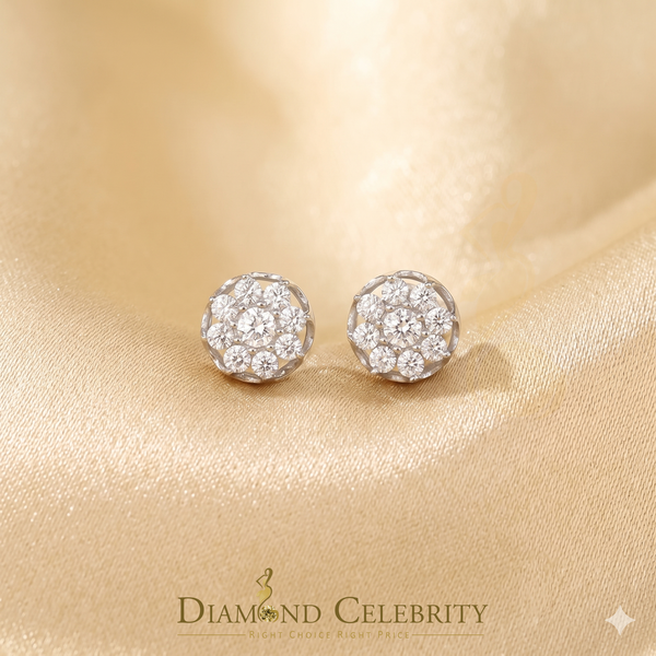 DiamondCelebritees  White 925 Silver Cubic 0.14ct Zirconia Women's & Men's Hip Hop Flower Earrings