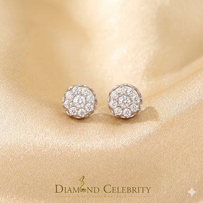 DiamondCelebritees  White 925 Silver Cubic 0.14ct Zirconia Women's & Men's Hip Hop Flower Earrings