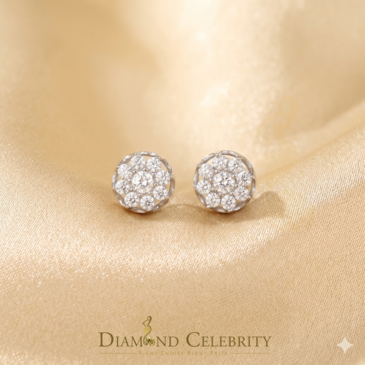 DiamondCelebritees  White 925 Silver Cubic 0.14ct Zirconia Women's & Men's Hip Hop Flower Earrings