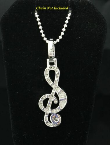 DiamondCelebritees Promise 925 White Sterling Silver MUSIC SIGN Pendant with 2.34ct Cubic Zirconia
