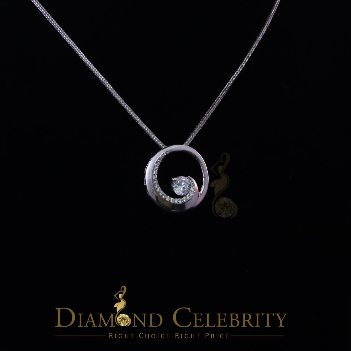 DiamondCelebritees Fancy Circle Shape 2.50ct Sterling Silver White Pendant Cubic Zirconia Stone