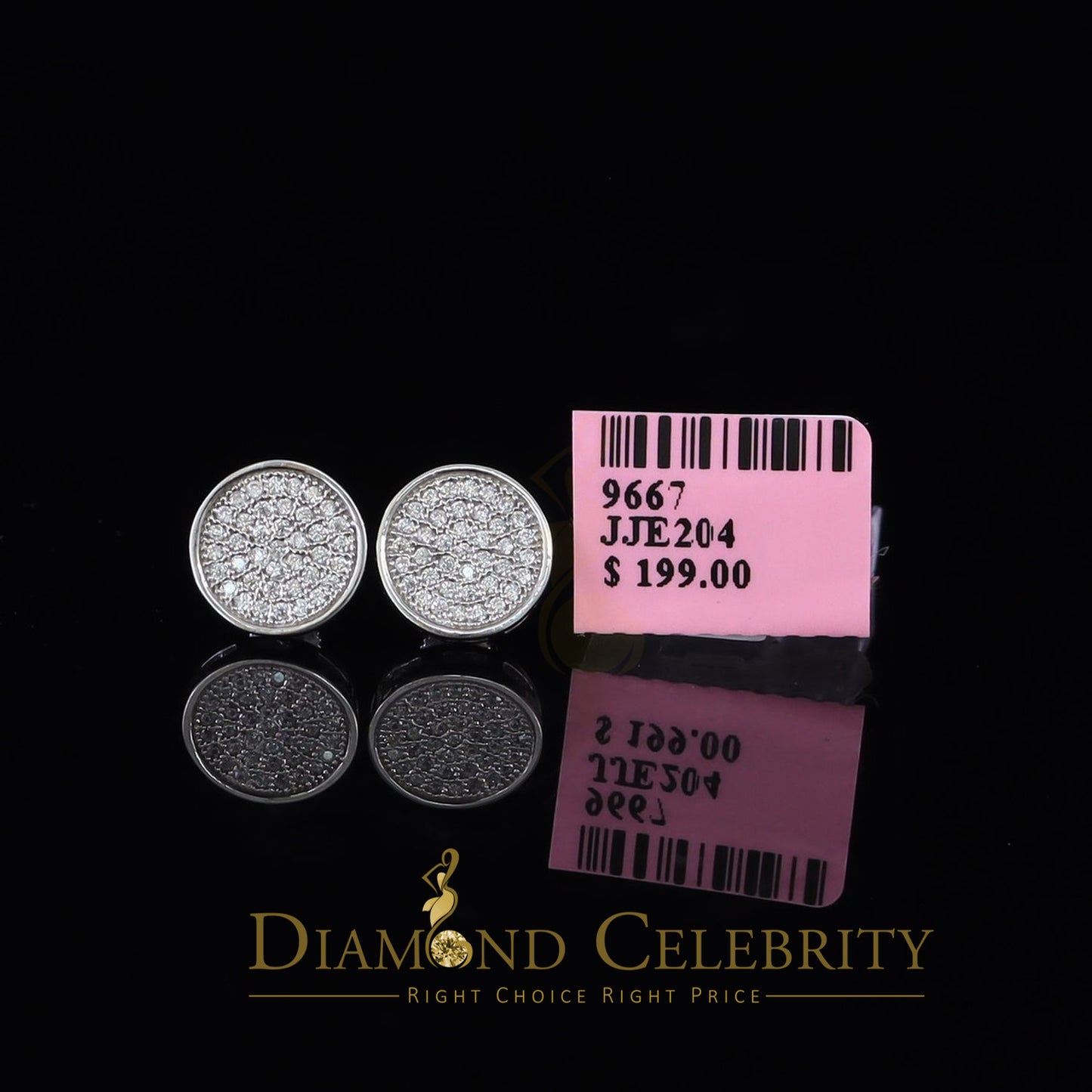 DiamondCelebritees  0.78ct Cubic Zirconia 925 White Silver Women's & Men's Hip Hop Round Earrings
