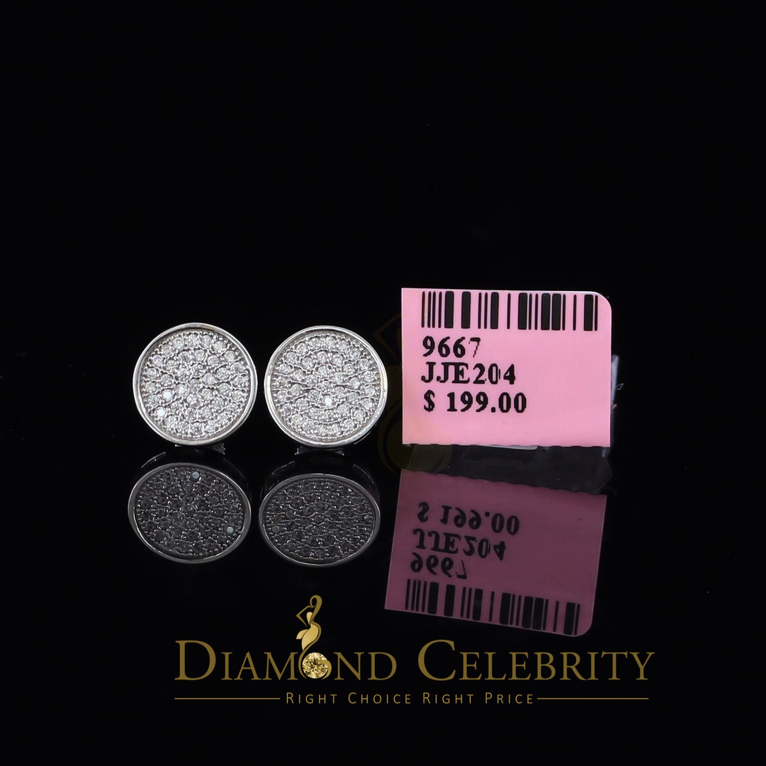 DiamondCelebritees  0.78ct Cubic Zirconia 925 White Silver Women's & Men's Hip Hop Round Earrings