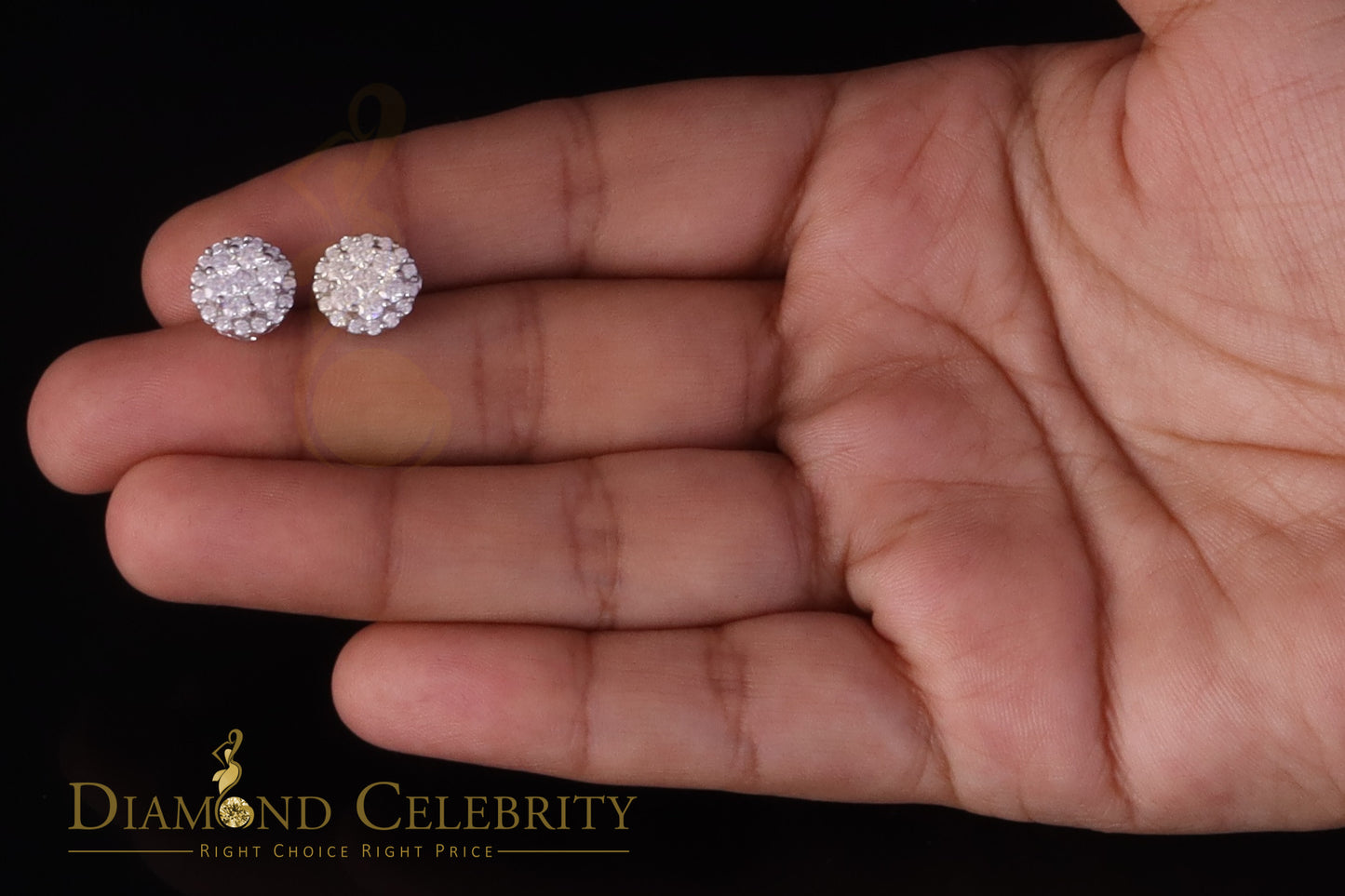 Diamondcelebritees Men's/Womens 925 Silver White 1.33ct VVS 'D' Moissanite Round Stud Earrings