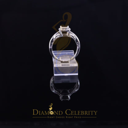 DiamondCelebritees 0.10CT Real Diamond 925 White Silver Womens Square Engagement Ring Size 7