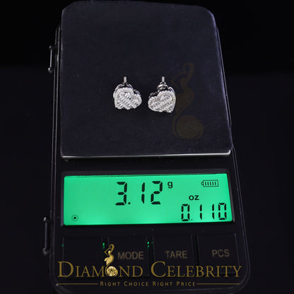 DiamondCelebritees  925 White Sterling Silver 1.48ct Cubic Zirconia Men's & Women's Heart Earrings