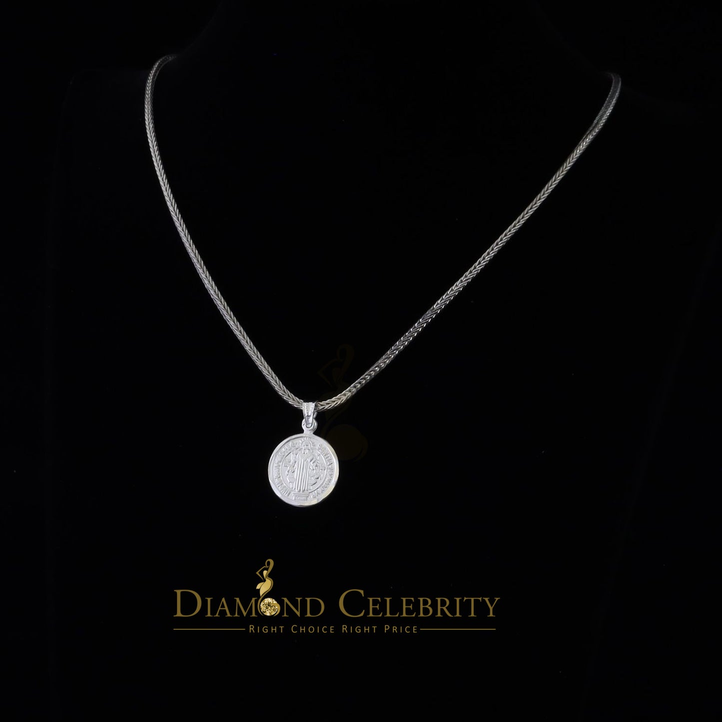 DiamondCelebritees Double Side Jesus & Benedict Men's/Women's Pendant Religious 925 Sterling Silver
