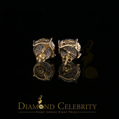 DiamondCelebritees Men's/Women's 10K Real Yellow Gold with 1.20CT Real Diamond Stud Earrings
