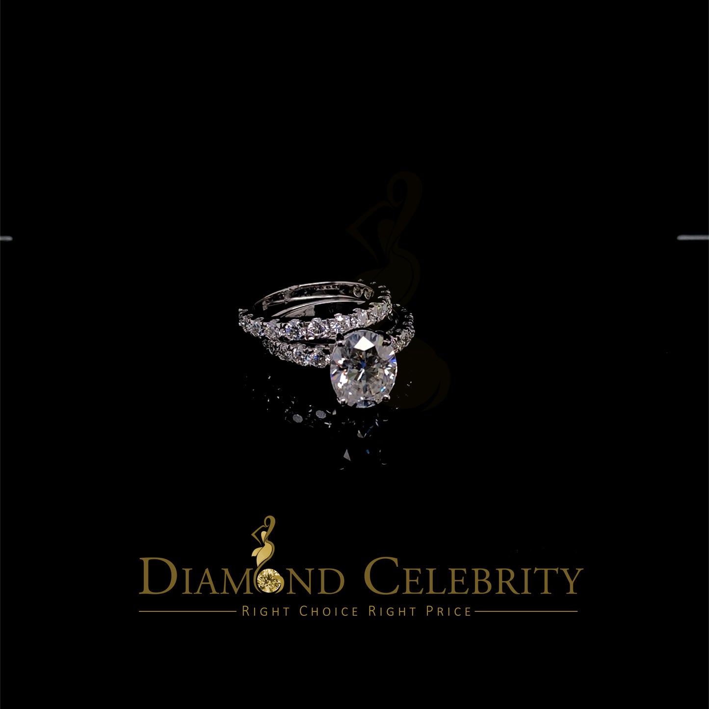 DiamondCelebritees White 7.00ct Moissanite 925 Silver Mens/Women Bridal Rings Oval Shape Size 8