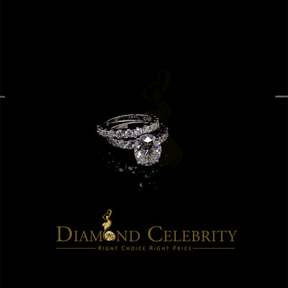 DiamondCelebritees White 7.00ct Moissanite 925 Silver Mens/Women Bridal Rings Oval Shape Size 8