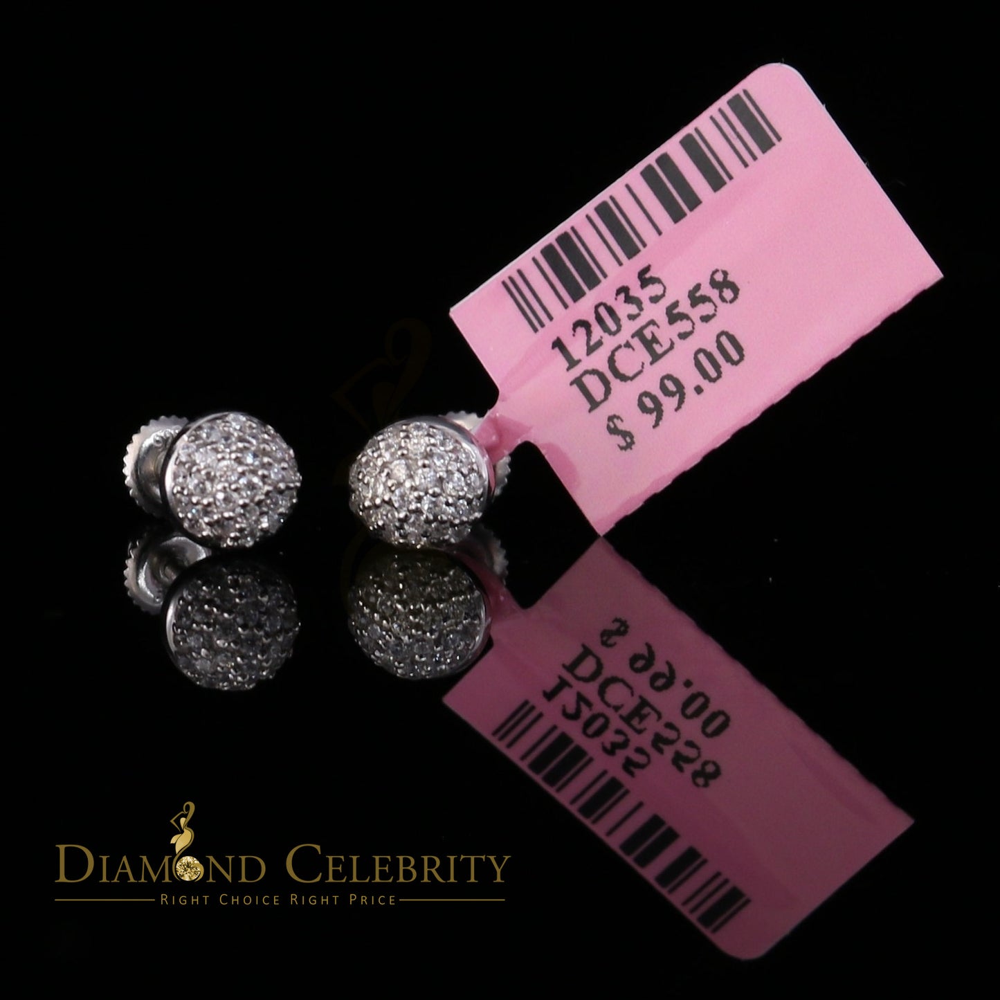 DiamondCelebritees  925 White Sterling Silver 0.64ct Cubic Zirconia Round Women's Stud Earrings