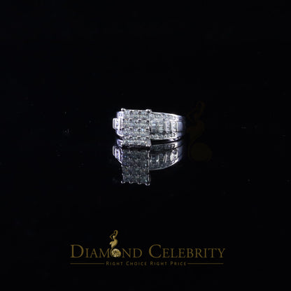 DiamondCelebritees 925 White Silver Square 1.10ct Cubic Zirconia Engagement Women's Ring Size 8