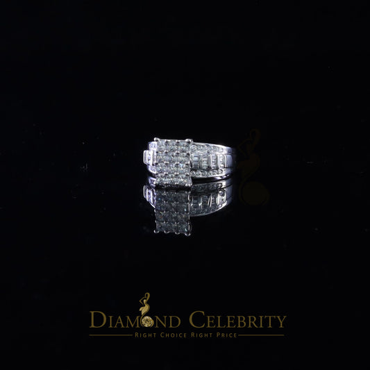 DiamondCelebritees 925 White Silver Square 1.10ct Cubic Zirconia Engagement Women's Ring Size 8