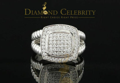 DiamondCelebritees 1.33ct White Silver Square Cubic Zirconia Womens Adjustable Ring From SZ 8 to 10