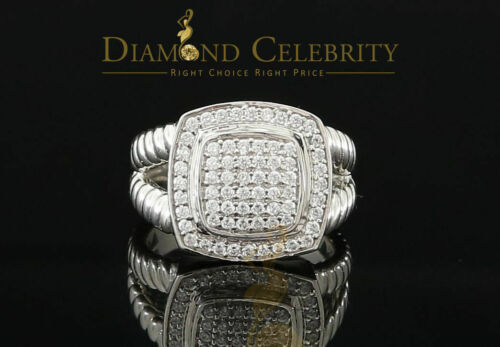 DiamondCelebritees 1.33ct White Silver Square Cubic Zirconia Womens Adjustable Ring From SZ 8 to 10