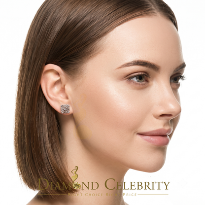 DiamondCelebritees 0.10 ct Diamond 925 Sterling Silver White For Men's & Women's Round Earrings