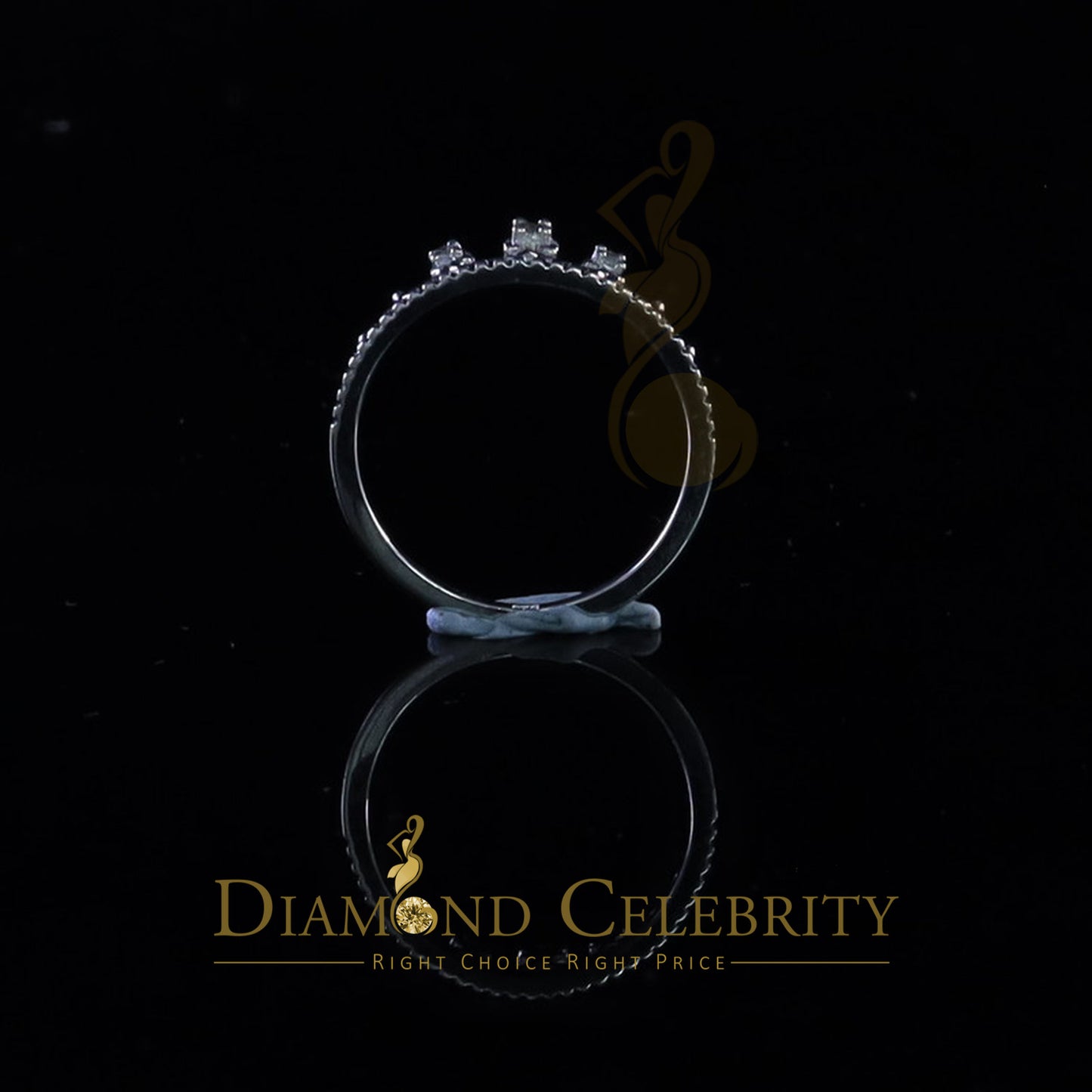 DiamondCelebritees 925 Silver White 0.10ct Cubic Zirconia Crown Sets Engangement Womens Ring Size 7
